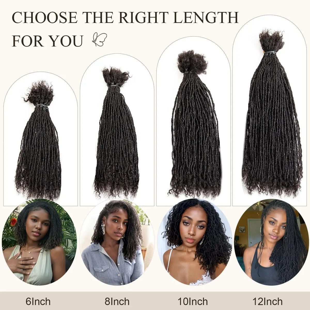 NABI Handmade Kinky Curly Human Hair Sisterlocks Micro Loc Extensions