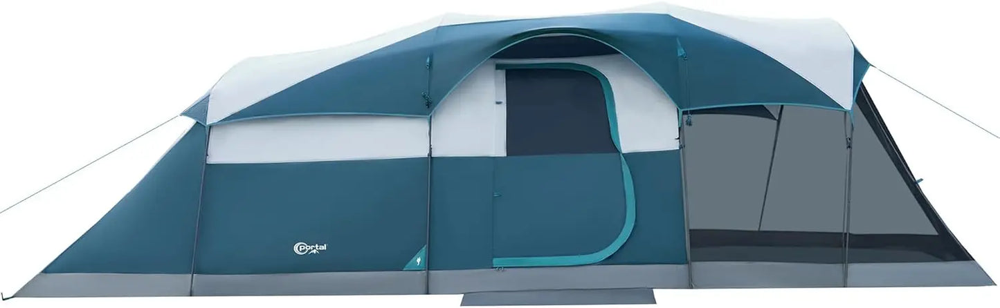 6/8/10 Person Family Camping Tent with Screen Room, Water Resistant Big Tunnel Tents with Rainfly, Large Family Tent for Camping