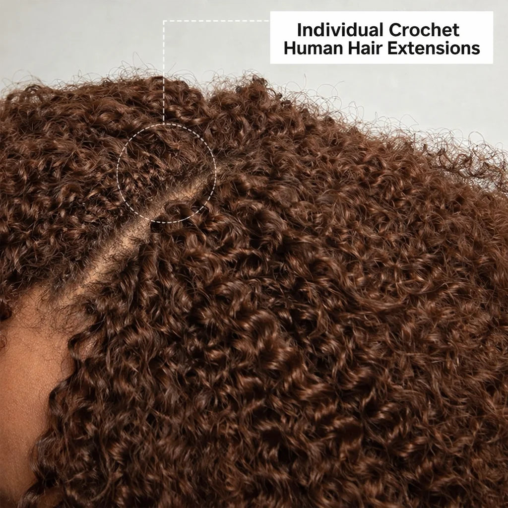 Small Spirals Curly Crochet Human Hair Feather-Line Invisible Knotless Crochet Hair For Women #4 Chocolate Brown Braiding Twist
