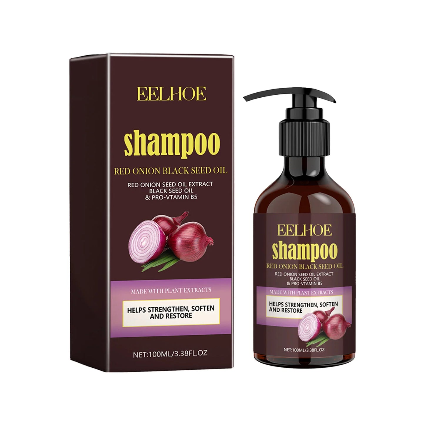 EELHOE Red Onion Oil Shampoo Deep Cleansing Repair Damaged Hairs Strengthen Hair Roots Anti Dryness Frizzy for All Hair Types