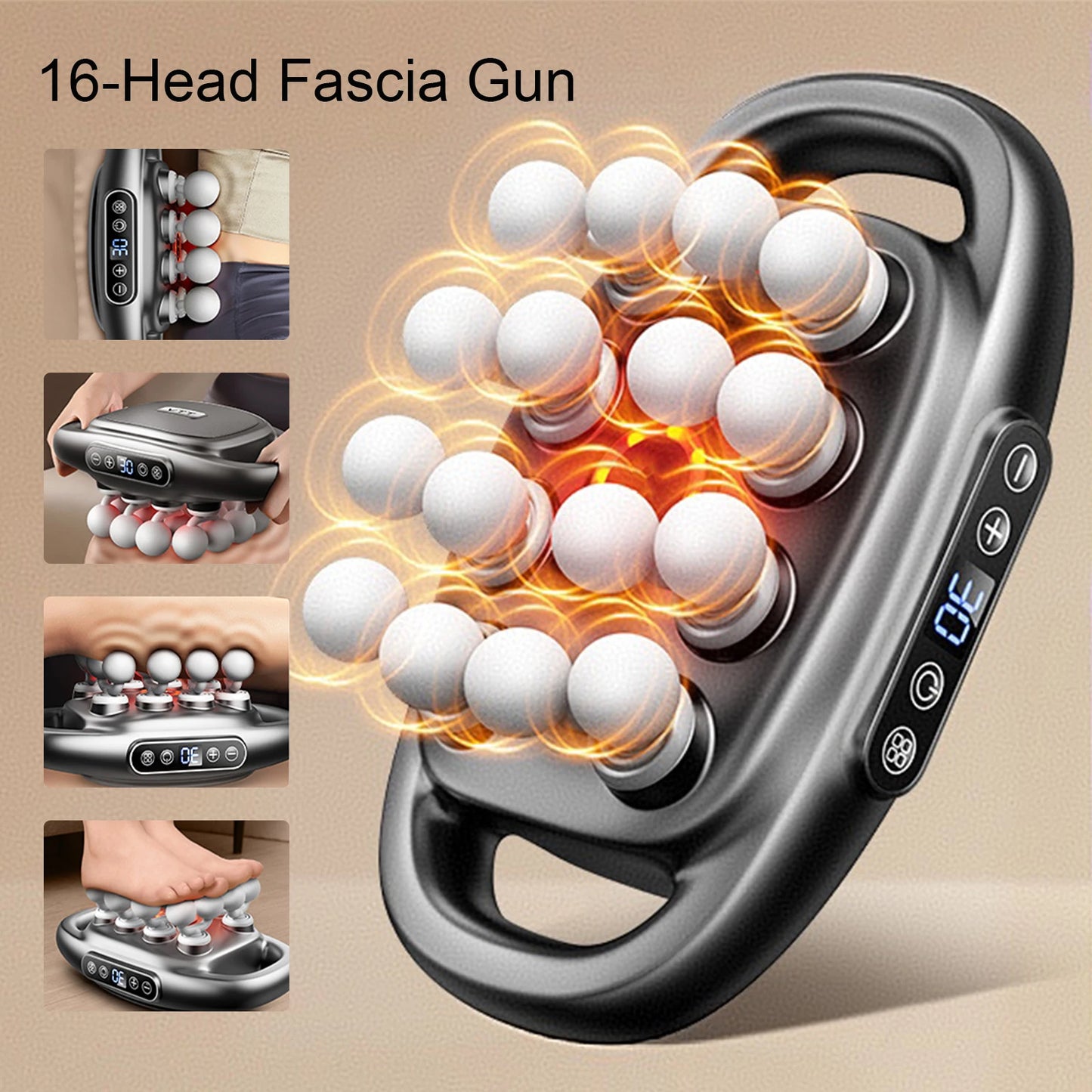 Foreverlily 16 Head Fascia Gun High Frequency Massager