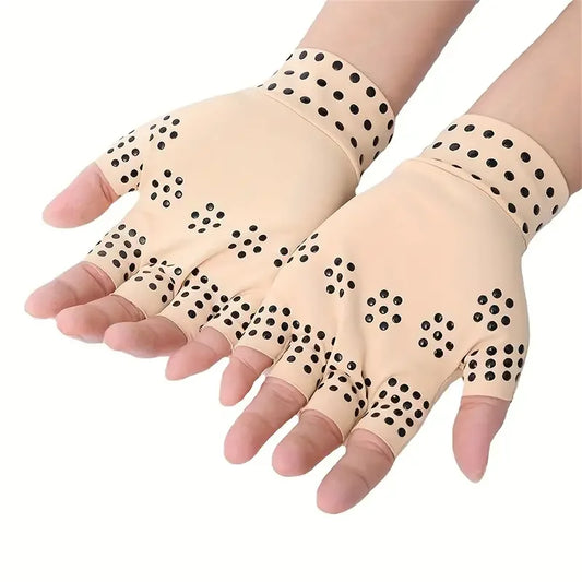 1Pair Magnetic Compression Arthritis Gloves - Wrist Brace & Anti-Slip Fingerless Hand Care Gloves For Women & Men
