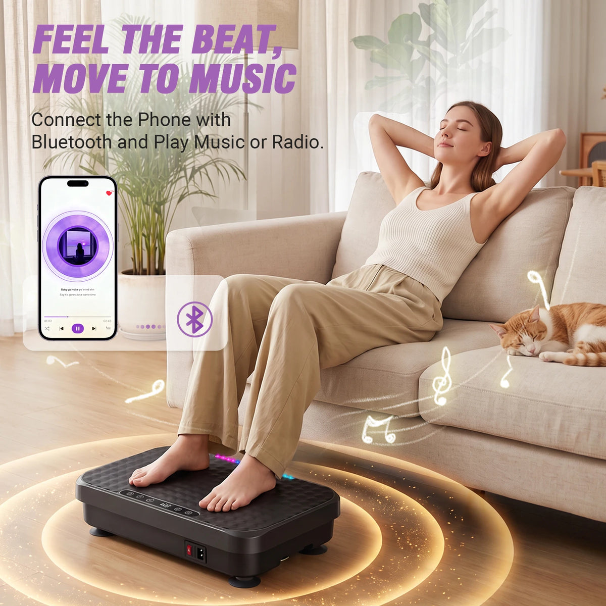 Vibration Plate Trainer With Bluetooth Music And LED Ambient Lights