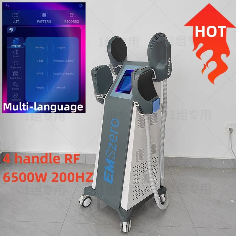 Professional RF EMSzero Body Sculpting Machine Electric EMS Fat Burning Slimming Muscle Stimulator 15 Tes 6500W 5 Handle Neo