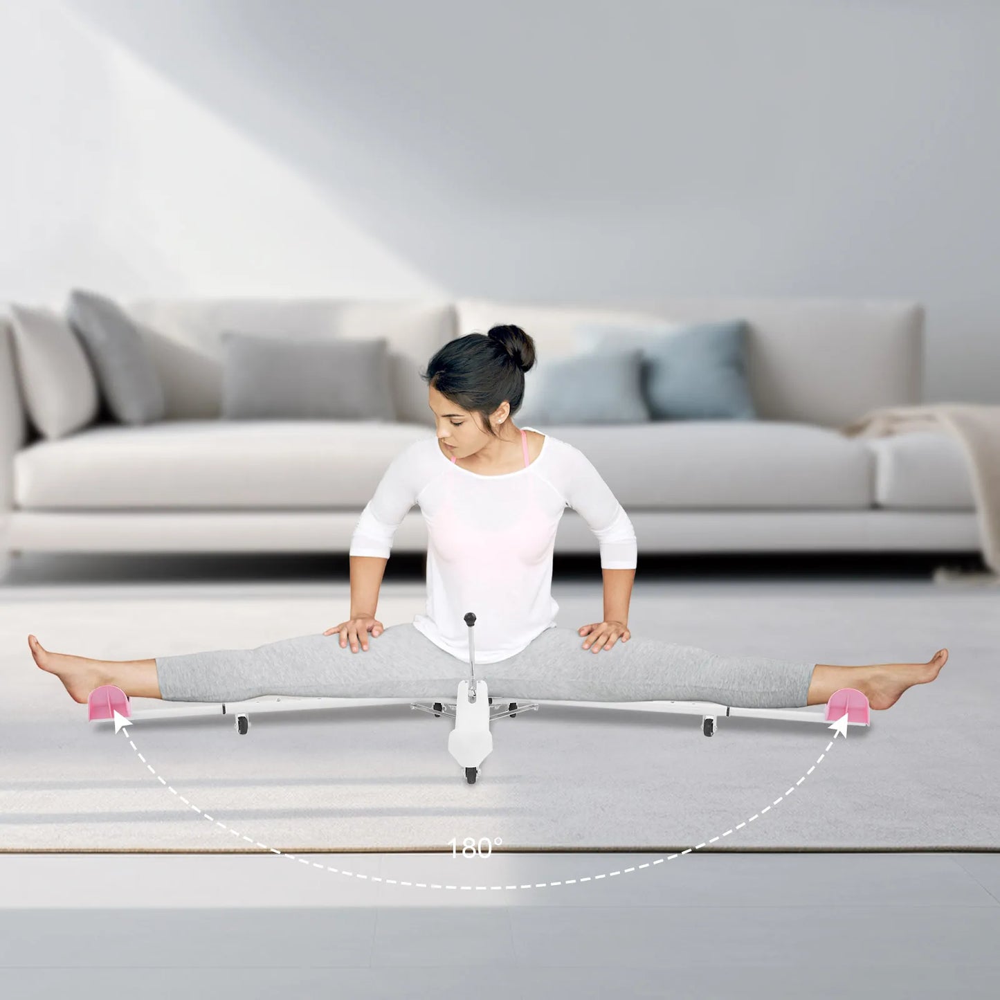 180 Degree Adjustable Folding Split Trainer with 5 Wheels - 330.69lbs Capacity Leg Stretching Machine, 6-Level Height Adjustment