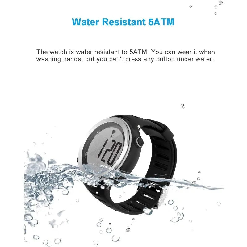 Heart Rate Monitor and Chest Strap, Exercise Heart Rate Monitor, Sports Watch with HRM, Waterproof, Stopwatch, Hourly Chime