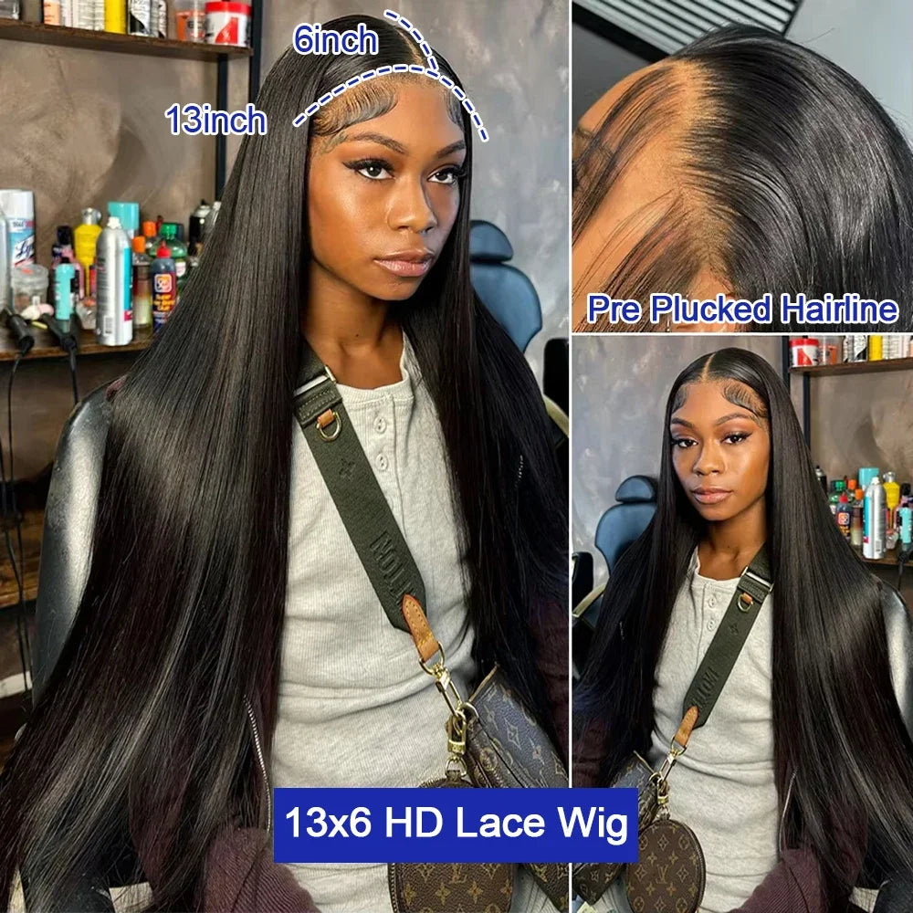 40 Inch Wig Bone Straight Human Hair Wigs 13x6 Hd Lace Wig 13x4 Human Hair 200 Density Transparent Lace Frontal Wig For Women