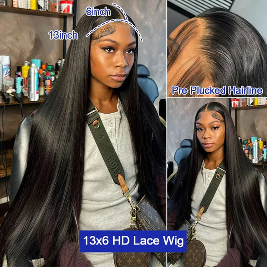 40 Inch Wig Bone Straight Human Hair Wigs 13x6 Hd Lace Wig 13x4 Human Hair 200 Density Transparent Lace Frontal Wig For Women