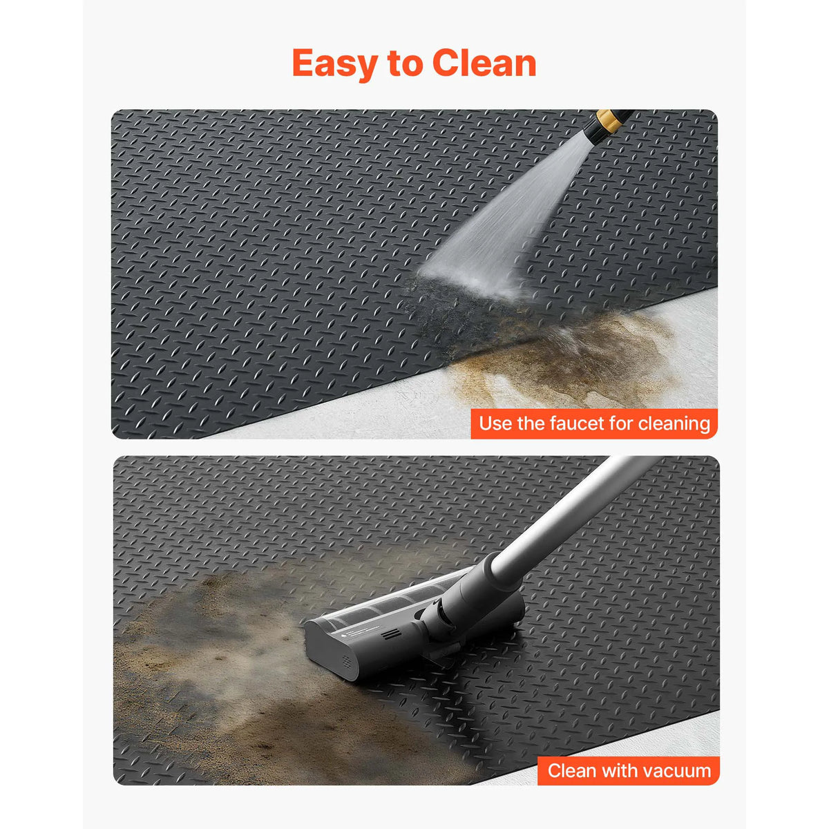 SucceBuy Garage Floor Roll 3 mm Thickened Rubber Diamond Plate Floor Protector Mat Non-Slip Wear-resist for Warehouse Gyms Black
