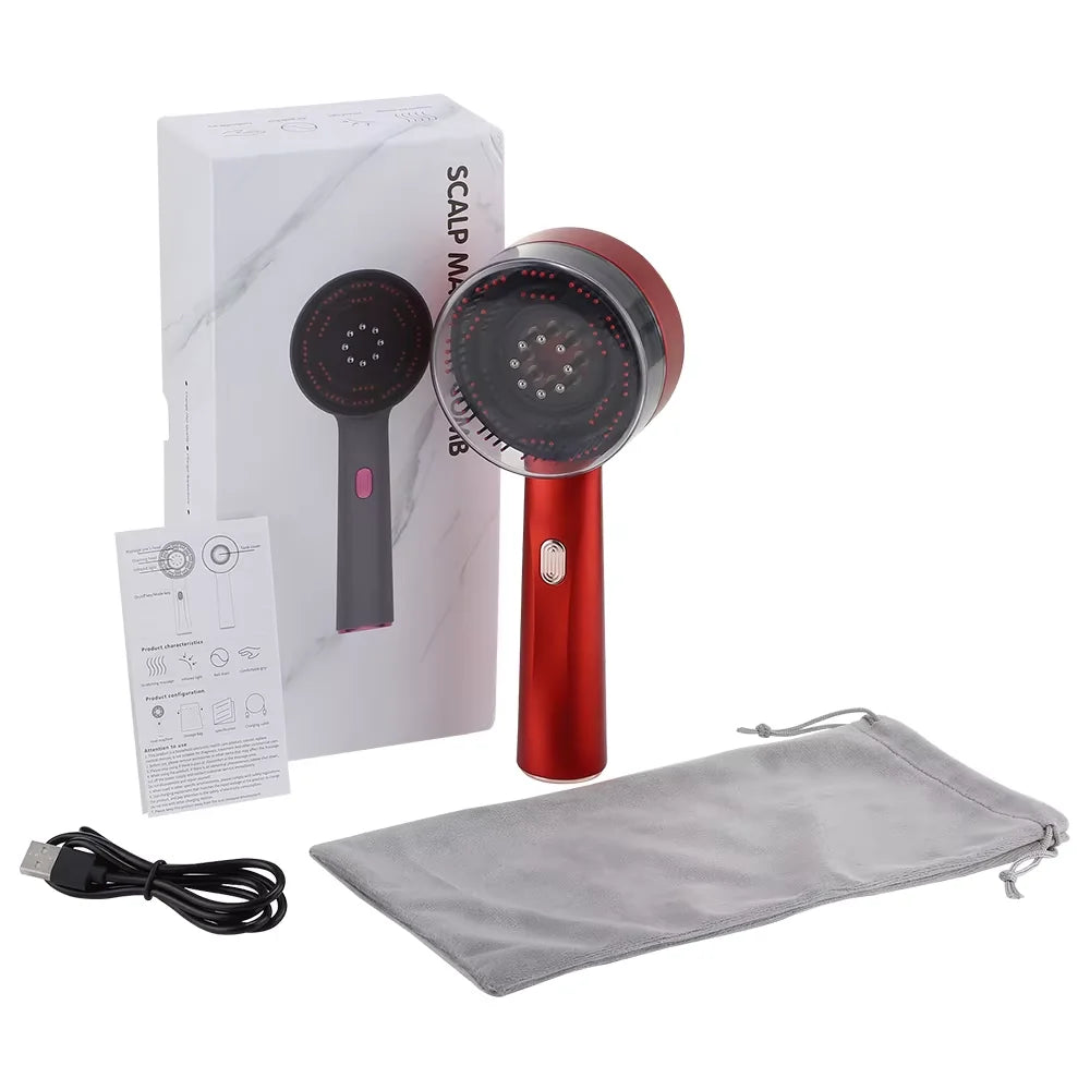 3 Modes Electric Vibration Massage Comb Red Light Therapy Hair Growth Scalp Brush Anti Hair Loss With Liquid Oil Applicator