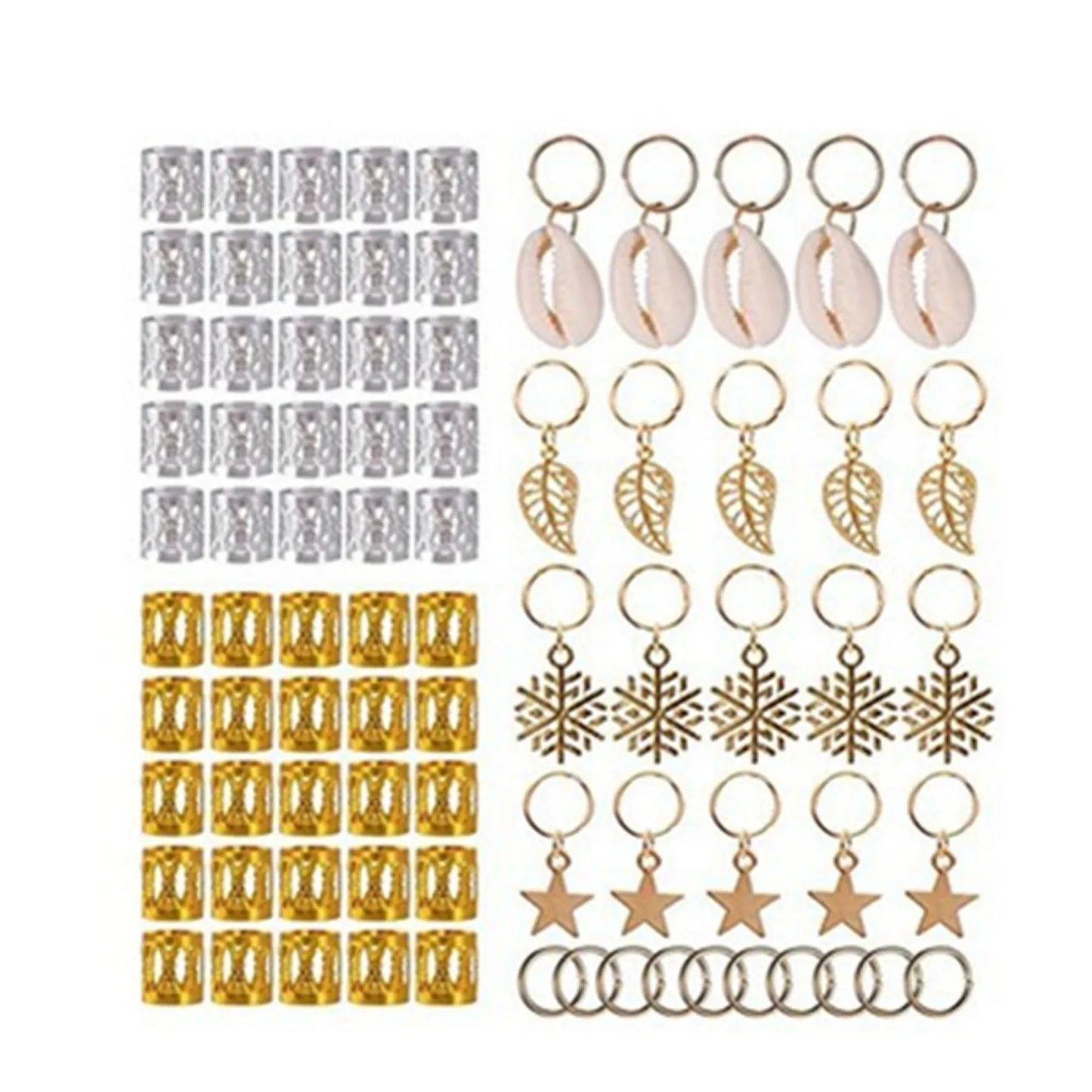 80Pcs/Set Mix Lot Dreadlocks Jewelry Braid Ring Cuffs Beads Hair Clips Pendants DIY Hairstyle Hair Protecting Kit
