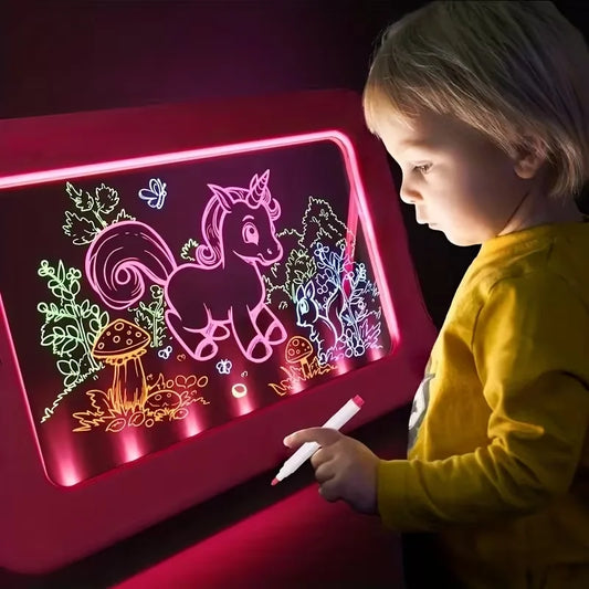 LED Children's Drawing Board With Tracing Cards And Marker Pens