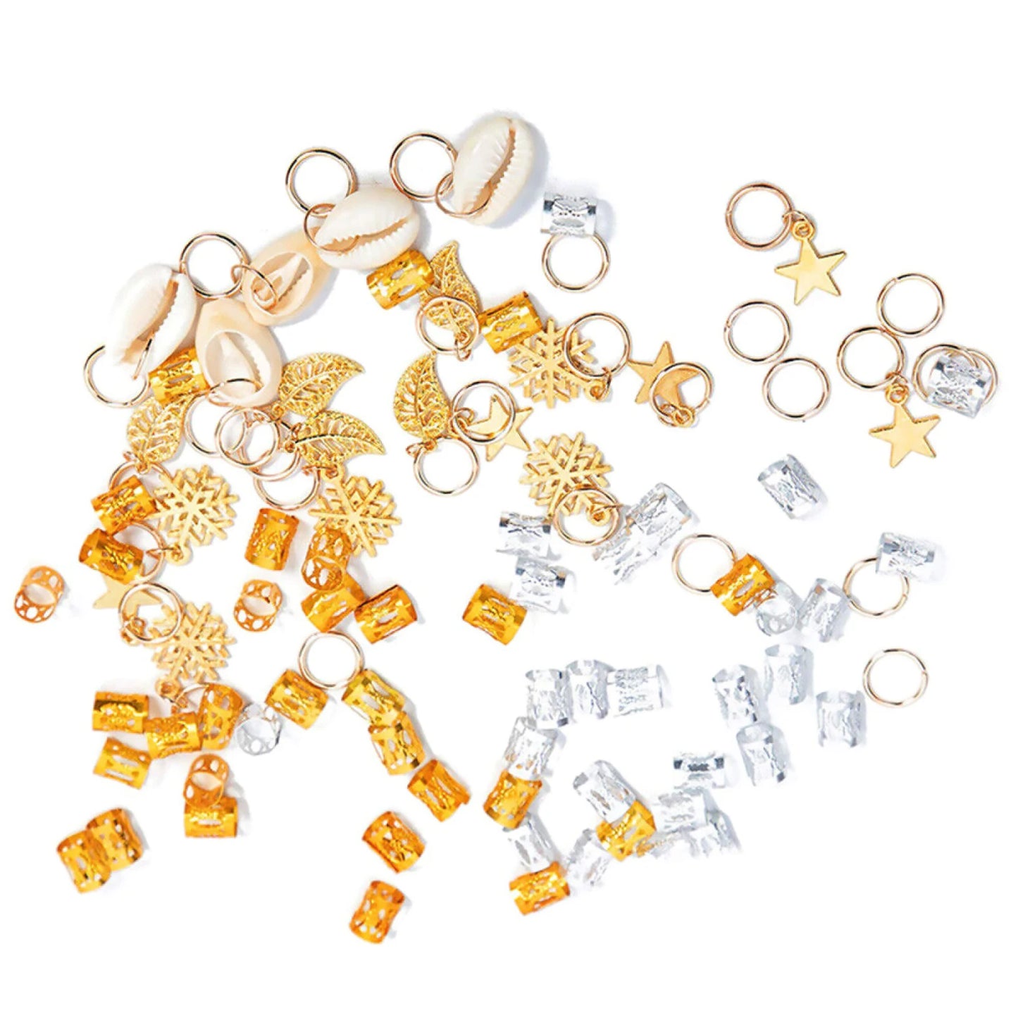 80Pcs/Set Mix Lot Dreadlocks Jewelry Braid Ring Cuffs Beads Hair Clips Pendants DIY Hairstyle Hair Protecting Kit