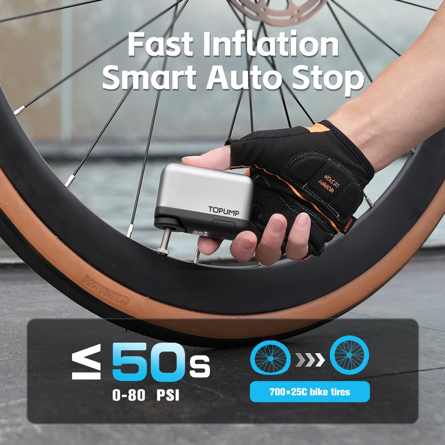 Topump TB2PRO Mini Bike Pump with Screen Airbank AS100 Portable Bicycle Inflator Presta Schrada Recharageabe Cycling Accessories
