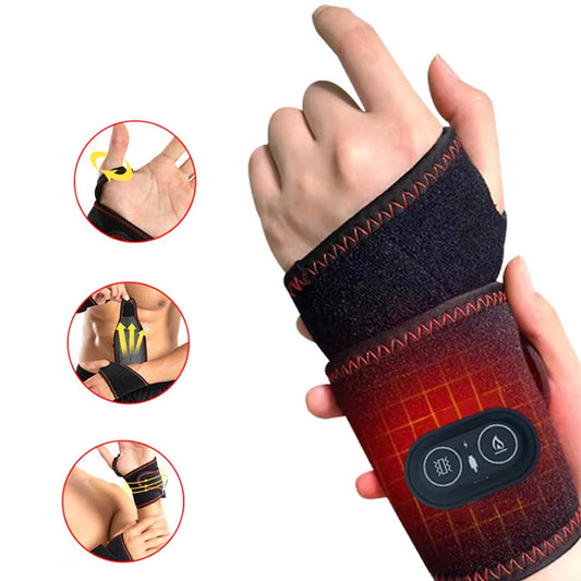Wrist Heating Vibration Pad 3 Heat Level Heated Wrist Massager Hot Therapy for Carpal Tunnel Relief Tendonitis Wrist Support Pad