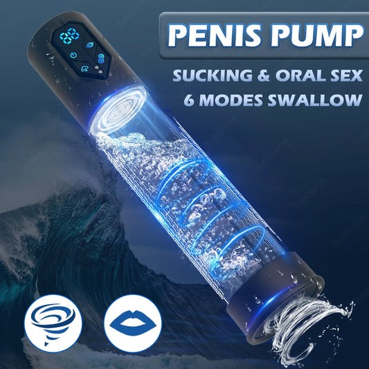 IPX7 Waterproof Electric Penis Pump for Enlargement Man Vacuum Pump Enlargement Extend Pump 4 Suction Levels 2 Silicone Sleeves