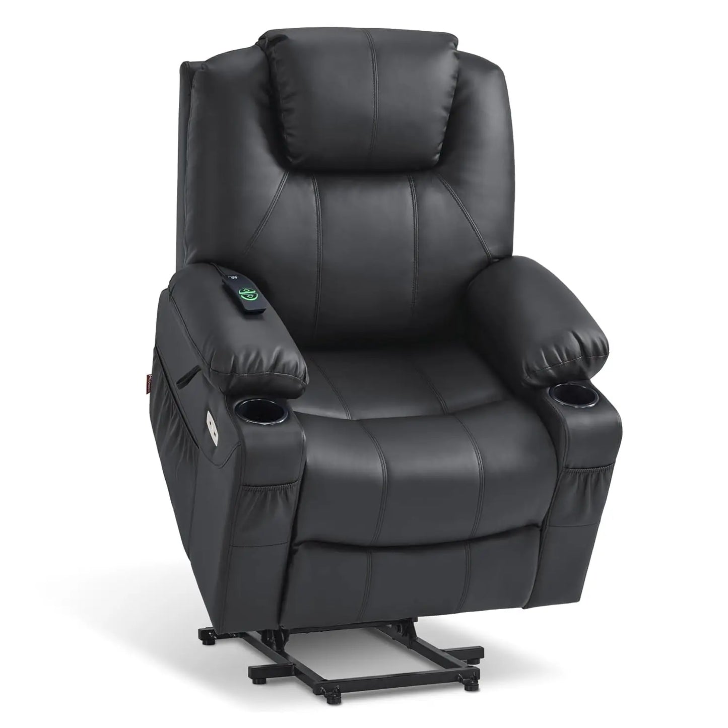 Electric Power Lift Recliner Massage Heat 3 Positions 2 Pockets Cup Holder USB Faux Leather Medium, Custom