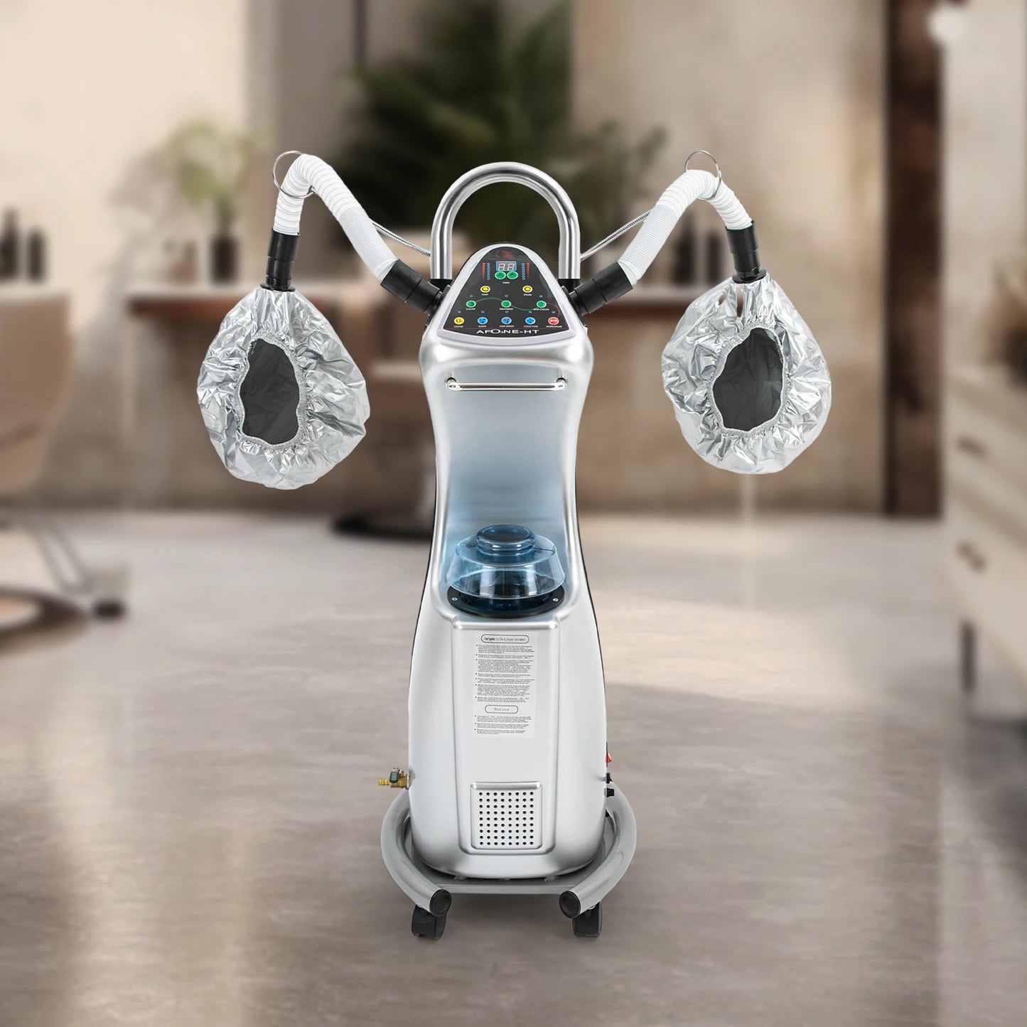 Standing Hair Steamer 650W Professional Hair Treatment Machine Hooded Heating Steam Cap Hair Processor with Wheels