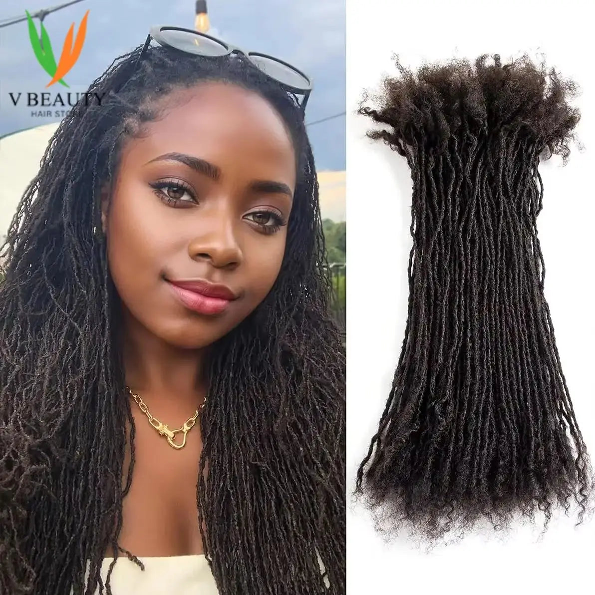 NABI Handmade Kinky Curly Human Hair Sisterlocks Micro Loc Extensions