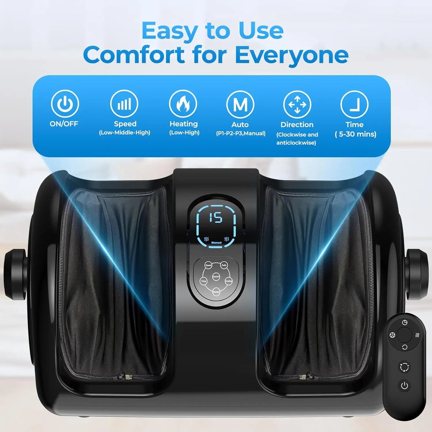 Foot and Calf Massager with Heat Shiatsu Airbag Massage Machine 3 Speed Adjustable Intensity for Home Spa Foot Relax Waterproof