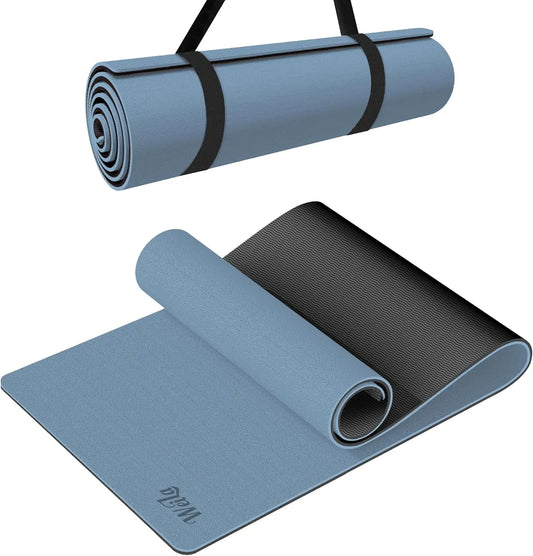 Non-Slip TPE Yoga Mat, 72x24 Inch Double-Sided Workout Mat for Home Gym Pilates Fitness, Lightweight Packable with Strap