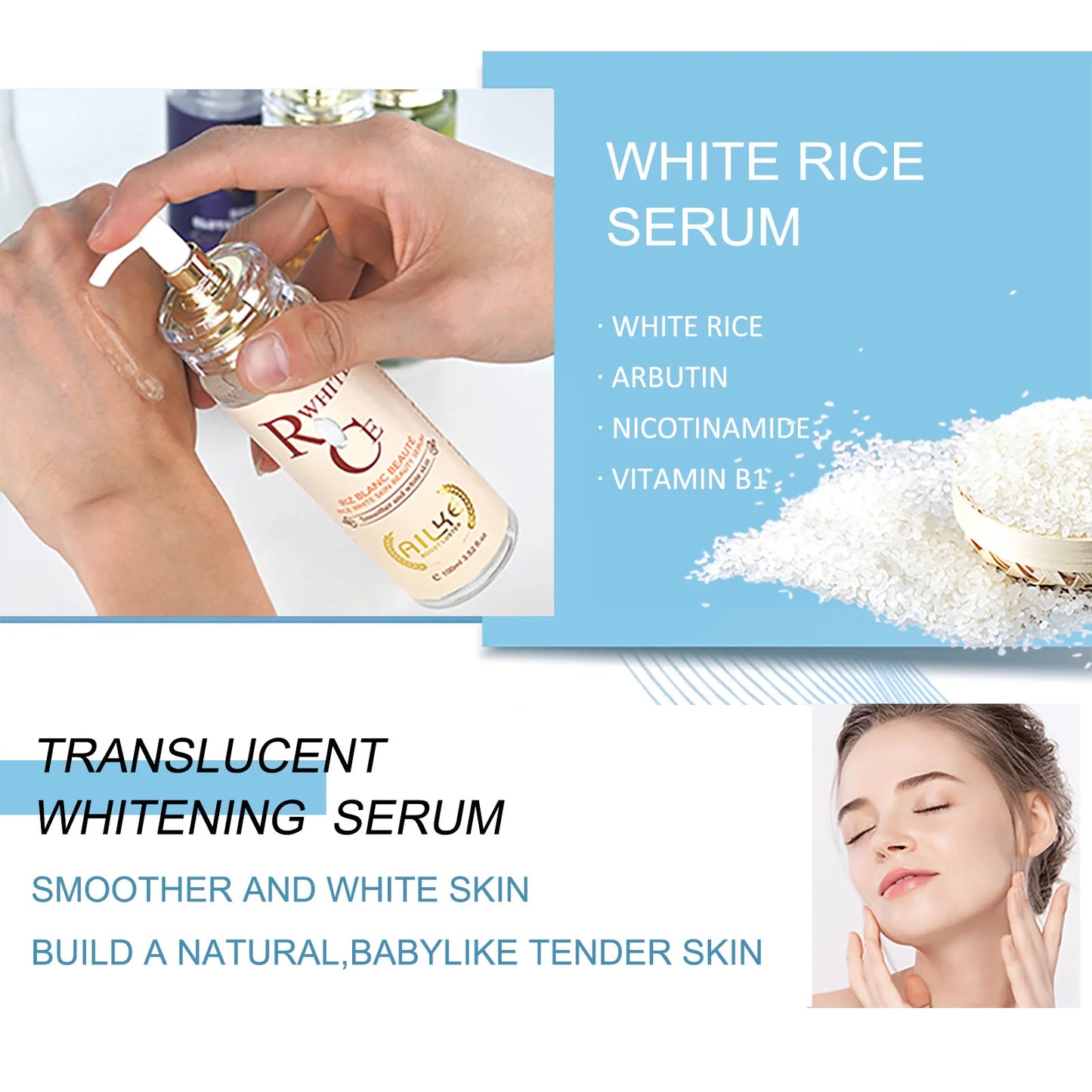 AILKE Skin Glowing Face Serum, Even Toning With Glutathione, Vitamin A,C,E 100ml, Clean Skin, Improves Dull Skin