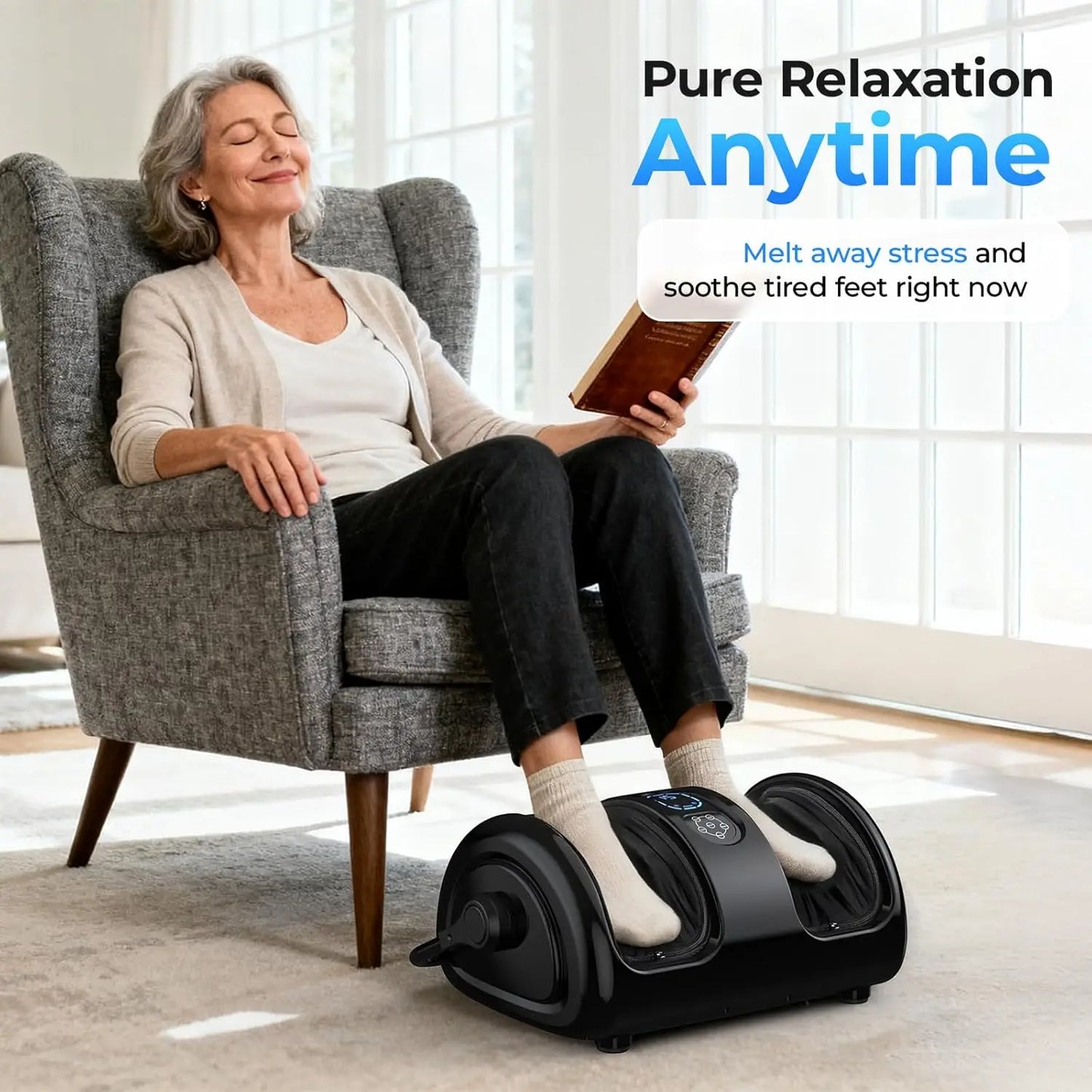 Foot and Calf Massager with Heat Shiatsu Airbag Massage Machine 3 Speed Adjustable Intensity for Home Spa Foot Relax Waterproof