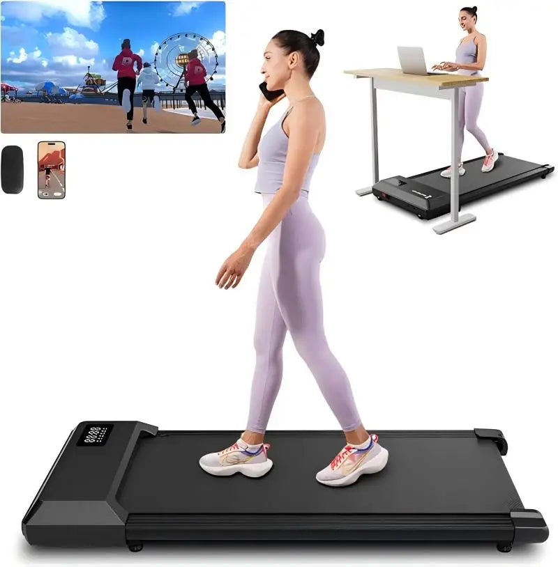 Superun 2-In-1 Home Office Walking Treadmill With App And Remote Control