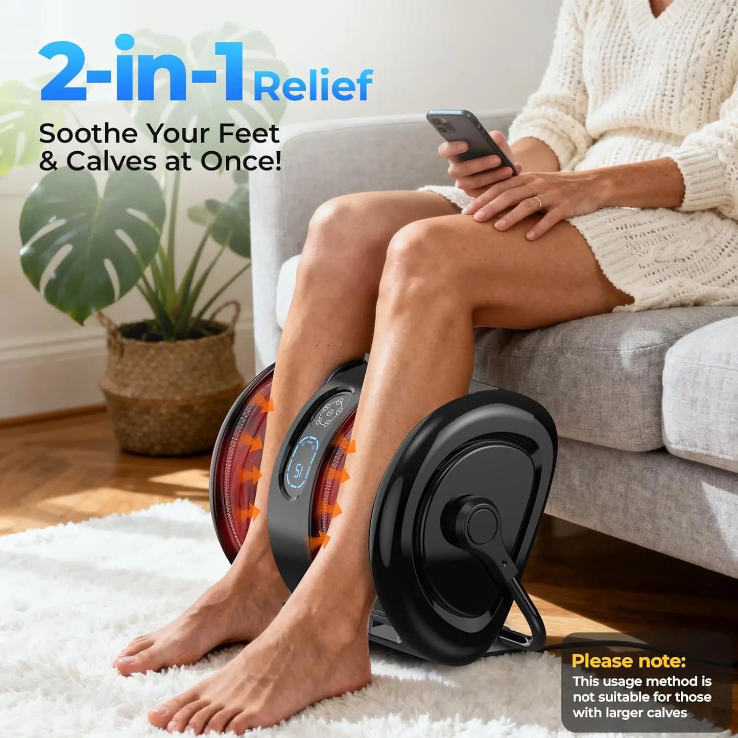 Foot and Calf Massager with Heat Shiatsu Airbag Massage Machine 3 Speed Adjustable Intensity for Home Spa Foot Relax Waterproof