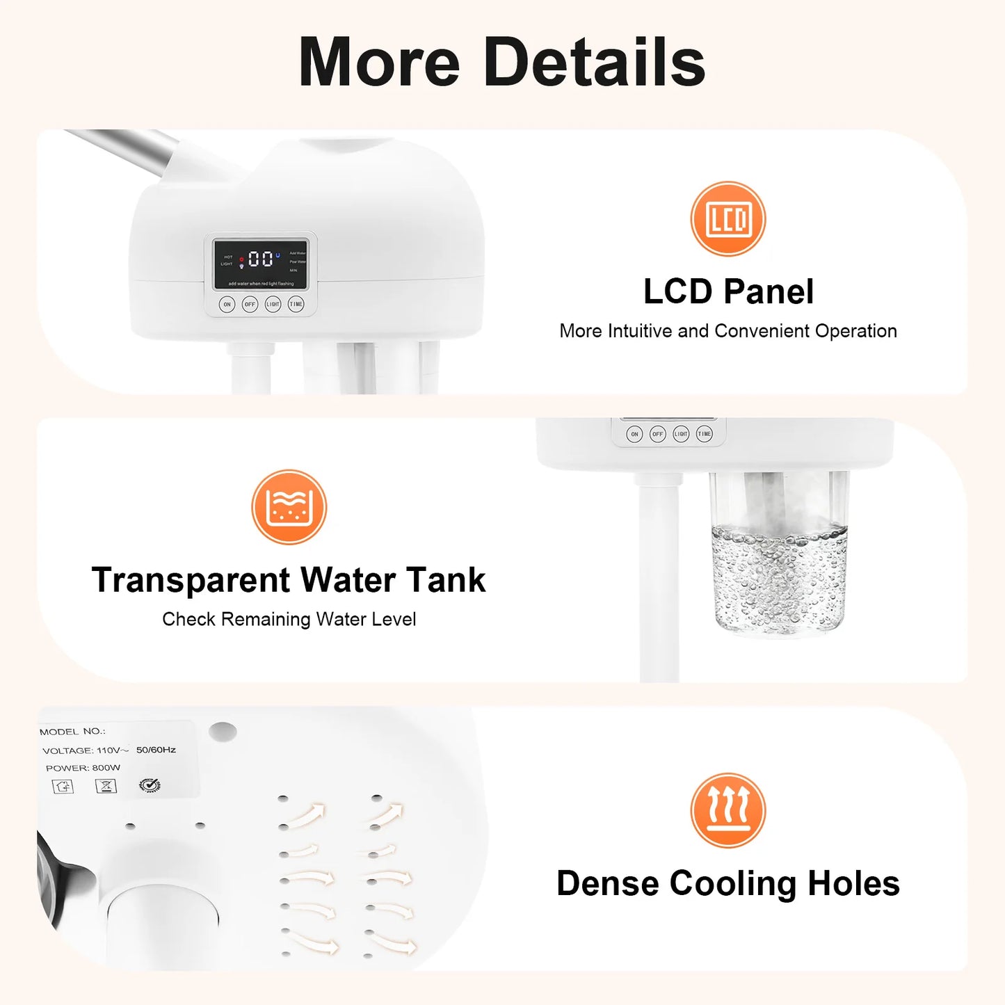 360° Adjustable Standing Facial Steamer,SPA Grade Ozone Steam Machine with PTC Heating - Deep Hydration & Pore Cleansing