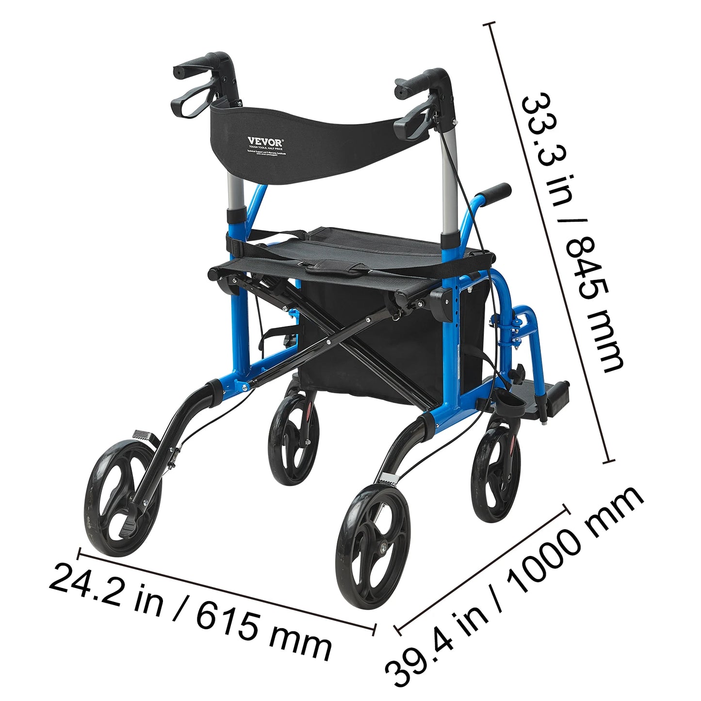 SucceBuy 2 in 1 Rollator Walker & Transport Chair for Seniors Folding Rolling Walker Wheelchair Combo & Aluminum Mobility Walker