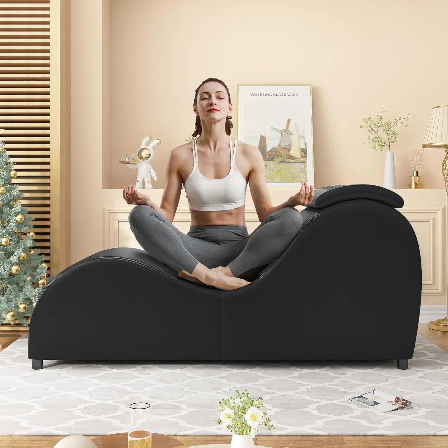 60'' Yoga Chairs, Curved Chaise Lounge Chair for Adults Stretching Exercising Relaxing, Ergonomically Designed Yoga, Customized