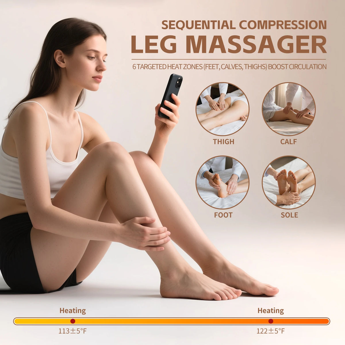 Heated Compression Leg Massager For Pain Relief And Better Circulation