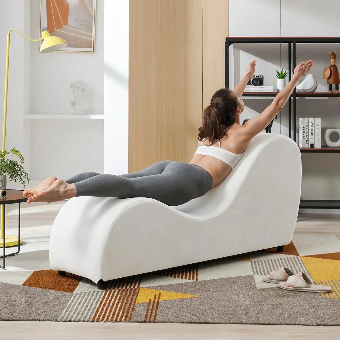 60'' Yoga Chairs, Curved Chaise Lounge Chair for Adults Stretching Exercising Relaxing, Ergonomically Designed Yoga, Customized
