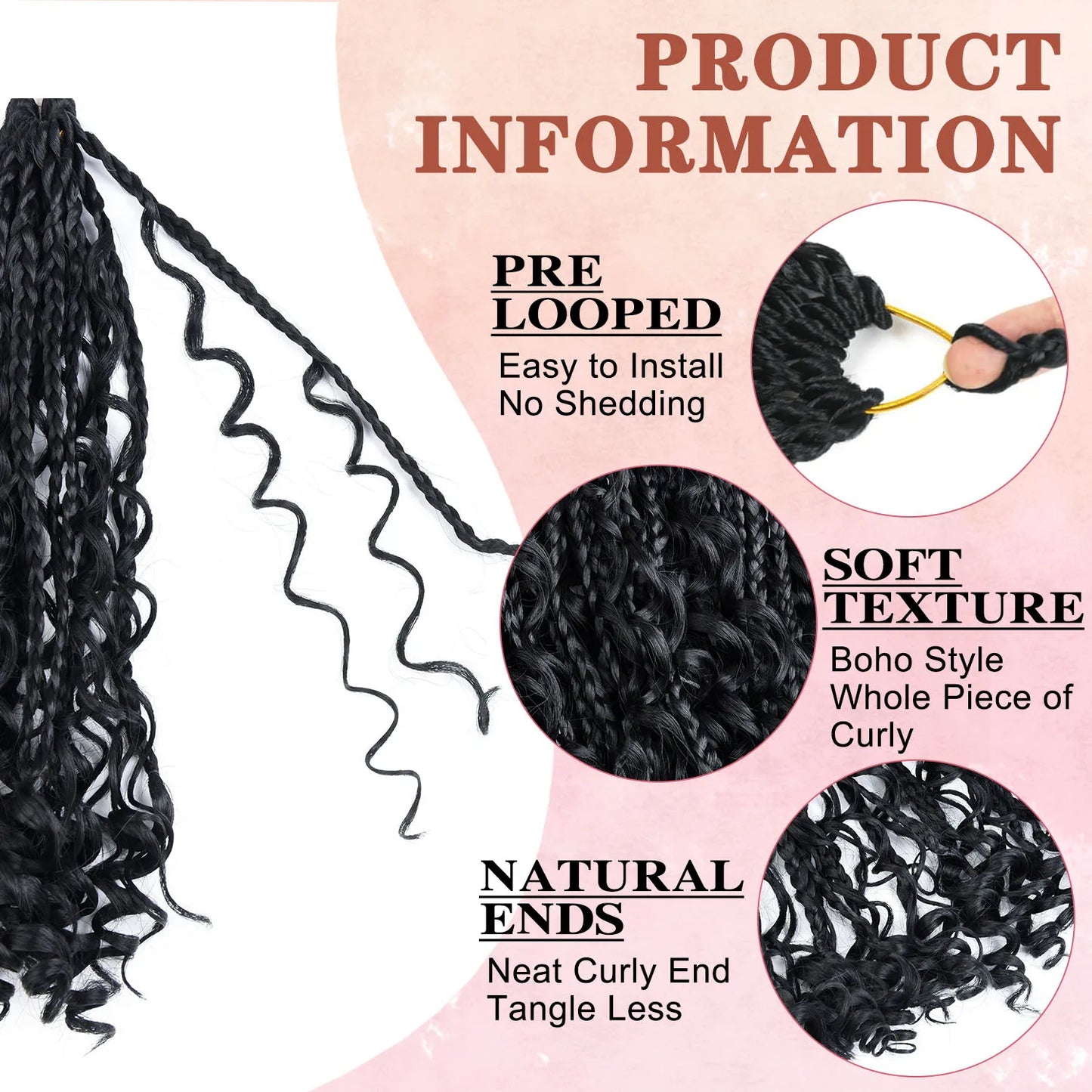 10 Inch Goddess Box Braids Crochet Hair 1Pack/Lot Synthetic Boho Crochet Box Braids With Curl Ends Box Braids Hair Extensions