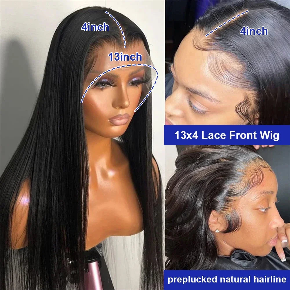 40 Inch Wig Bone Straight Human Hair Wigs 13x6 Hd Lace Wig 13x4 Human Hair 200 Density Transparent Lace Frontal Wig For Women