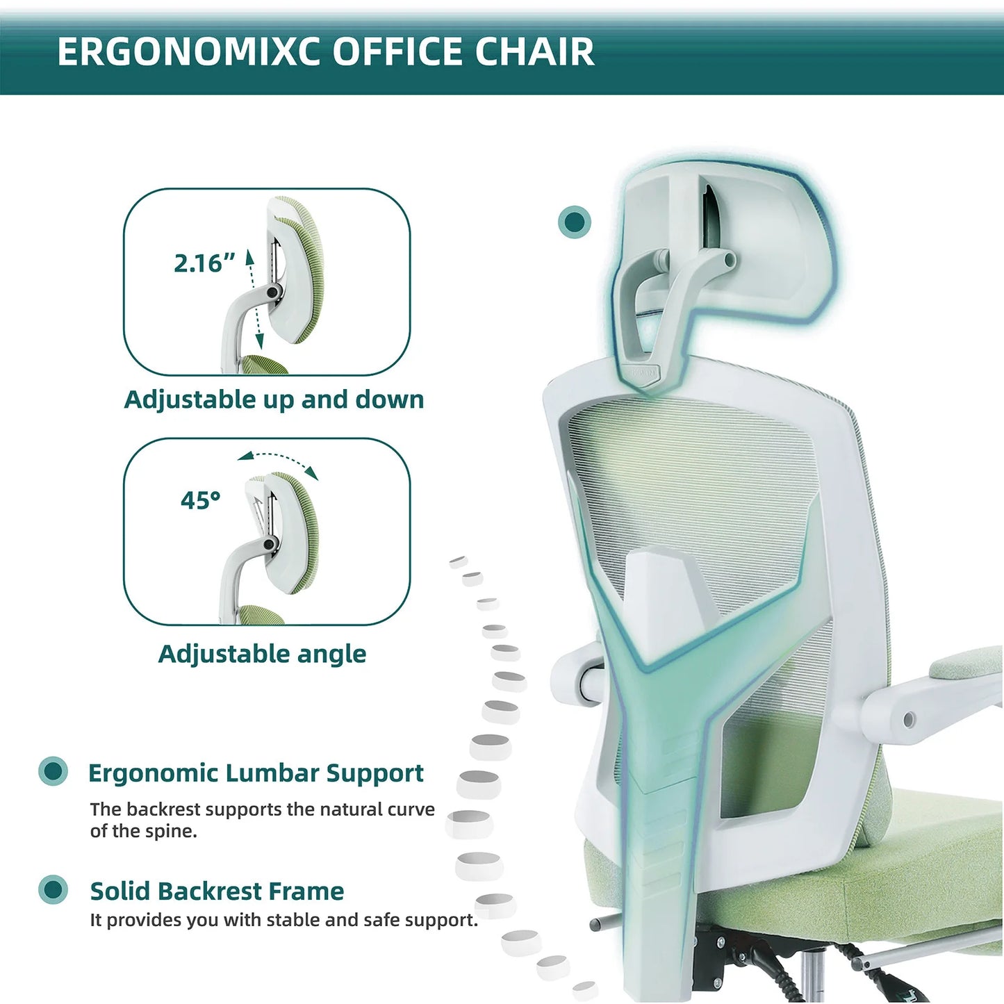 JHK Ergonomic Reclining High Back Mesh Living Room Gaming Chair