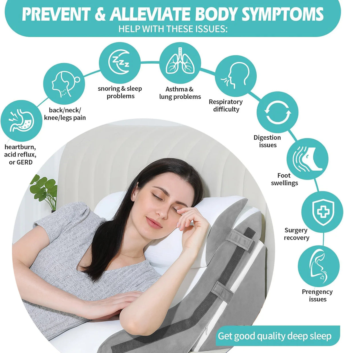 Adjustable Folding Wedge Pillow for Sleeping, Snoring and Reflux Relief