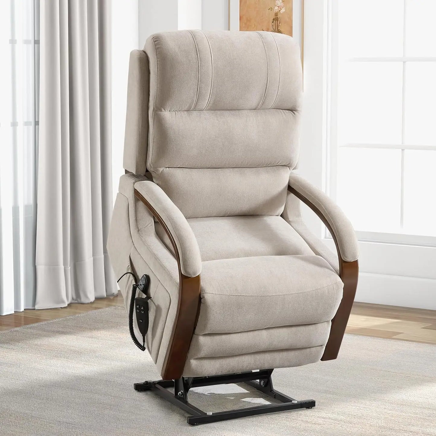 Dual Motor Power Lift Recliner Lay Flat Massage Heat Infinite Position Living Room Faux Leather, Customized