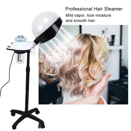 Standing Hooded Hair Steamer Heated Micro Mist for Deep Conditioning Hydration Home Spa