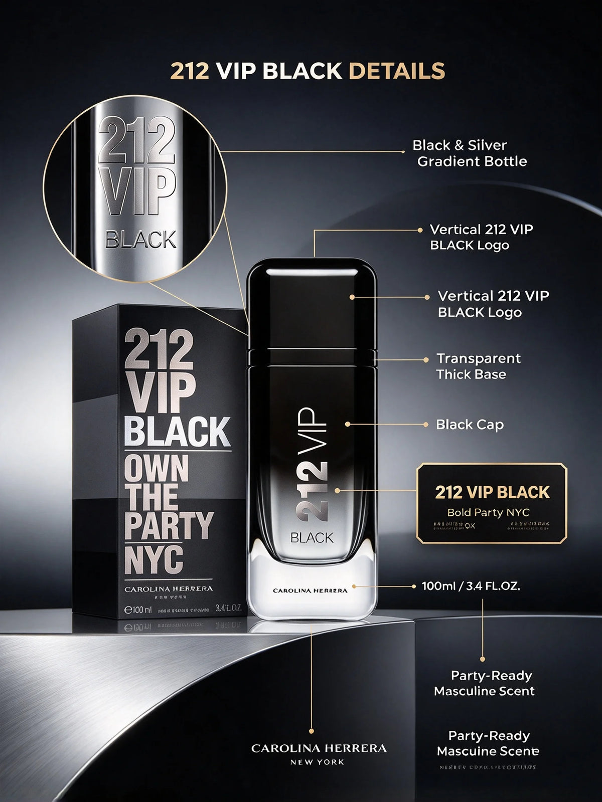 Carolina Herrera 212 VIP Black Aromatic Eau De Parfum