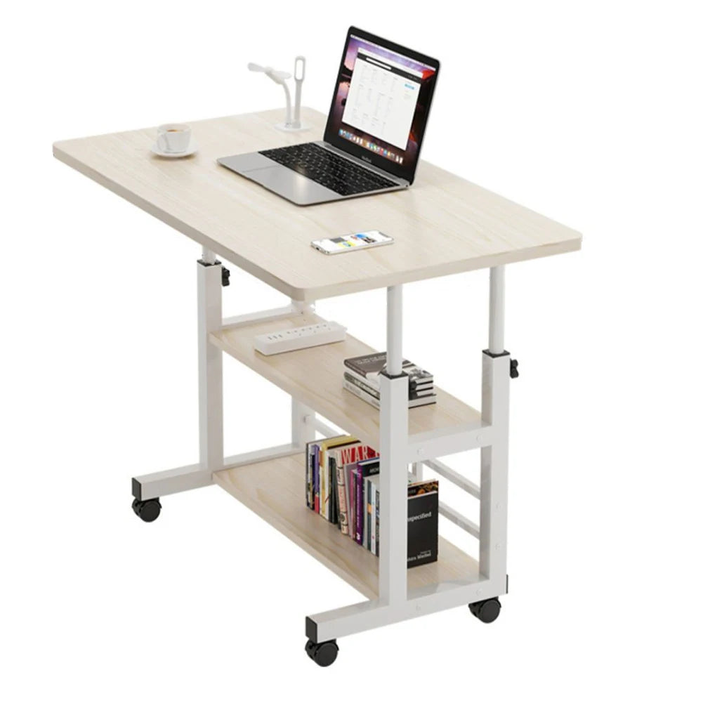 Height Adjustable Bedside Table Multi-Layer Storage Swivel Wheel Home Desk Mobile Laptop Standing Desk for Dormitory and Bedroom