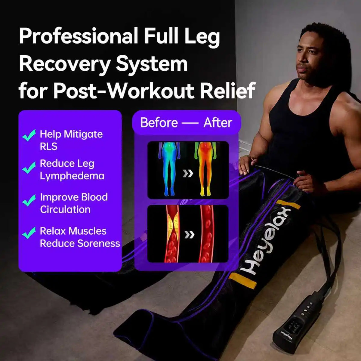 Heyelax Leg Compression Massager Boots for Circulation and Recovery