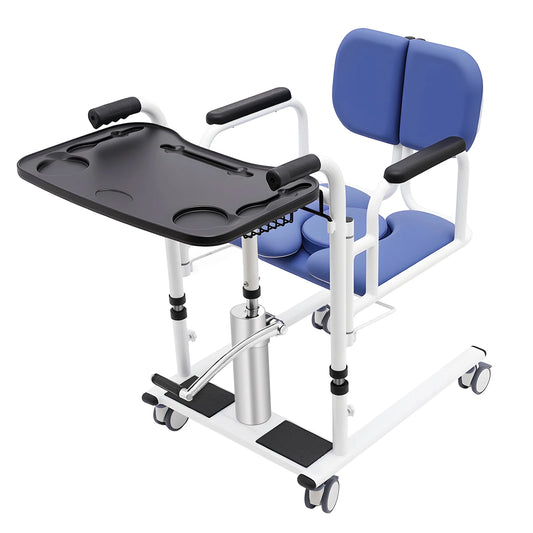 Hydraulic Transfer Chair for Patients 330lbs Load Capacity 180° Backrest Safe Mobility Aid for Home and Care Facilities