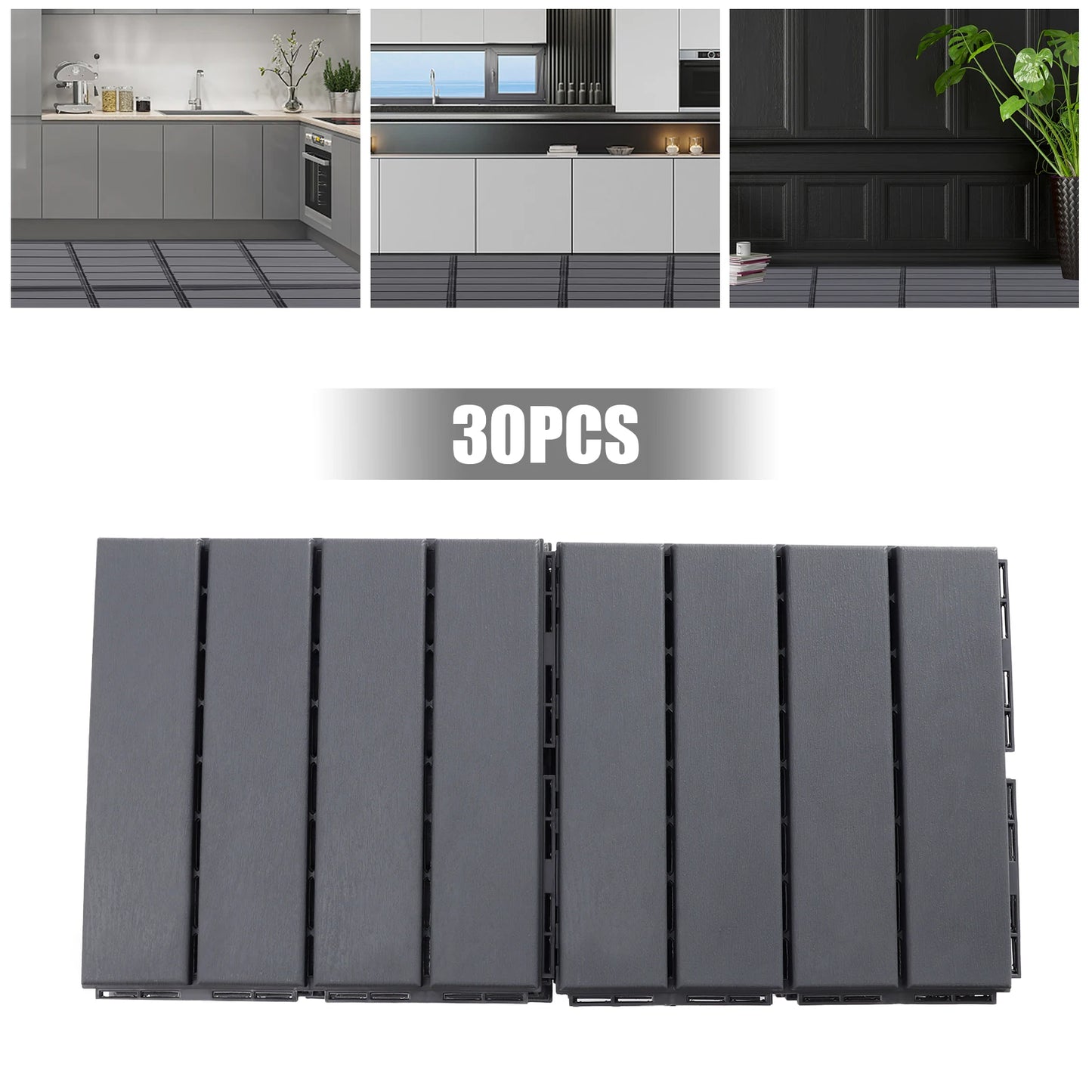 30 pcs 12x12 Plastic Interlocking Deck Tiles Outdoor All Weather Waterproof Interlocking Flooring Deck Tiles for Porch Poolside