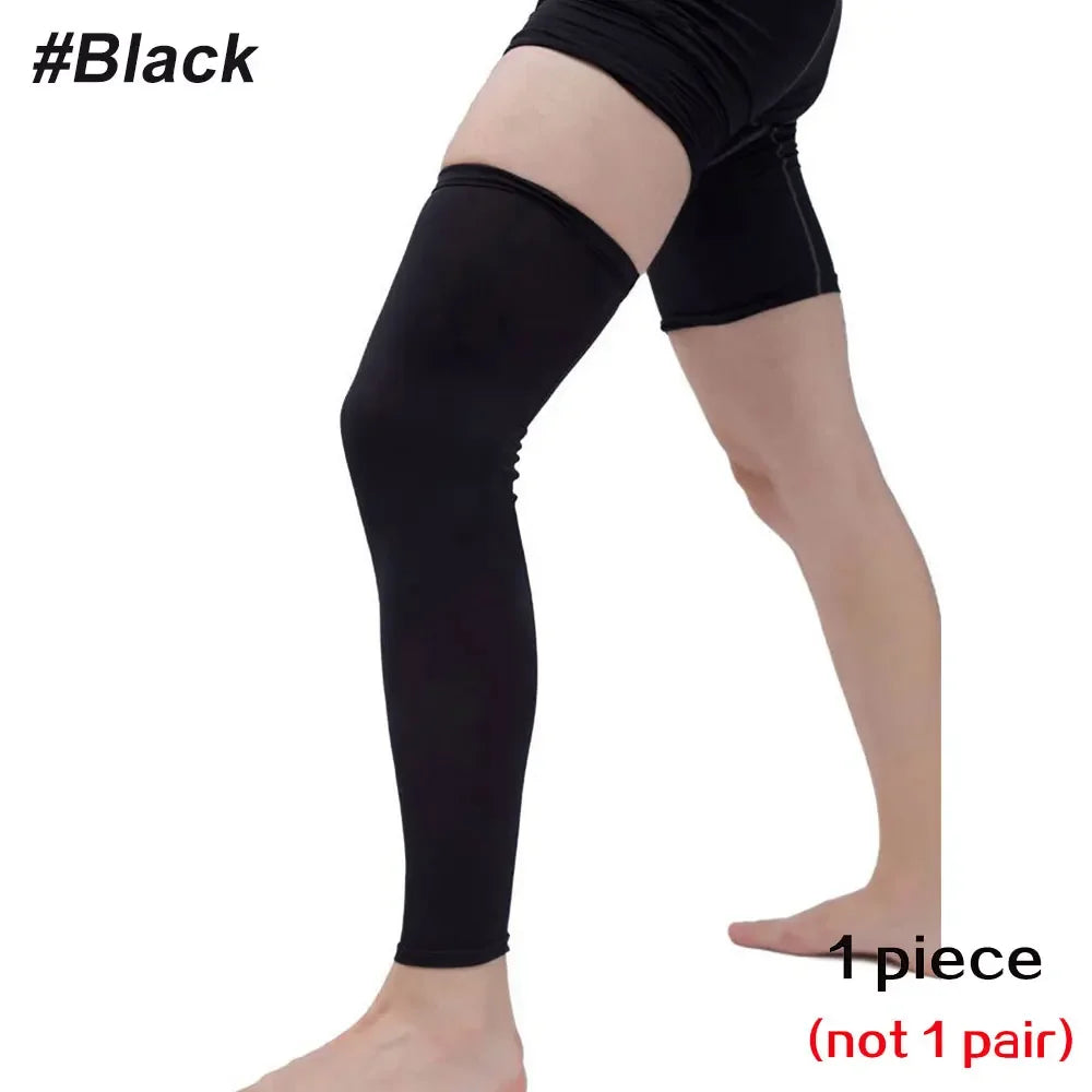 1PC Full Leg Compression Sleeve, Sport Long Knee Sleeve with Anti-slip Silicone Strips for Men Women Running Basketball Football