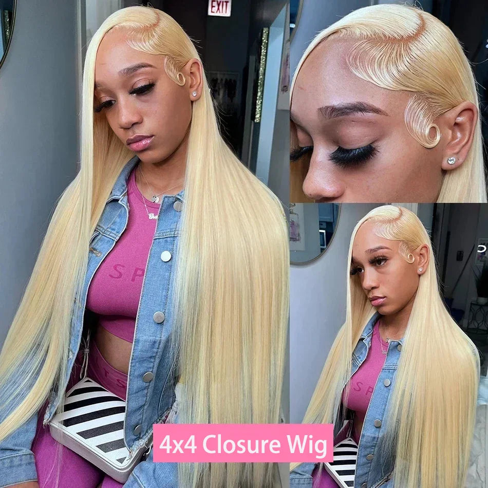 Blonde 613 Lace Frontal Wigs 4x4 Glosure Bone Straight 13X4 Lace Front Wigs 13X6 Human Hair Closure Wigs For Women 200 Density