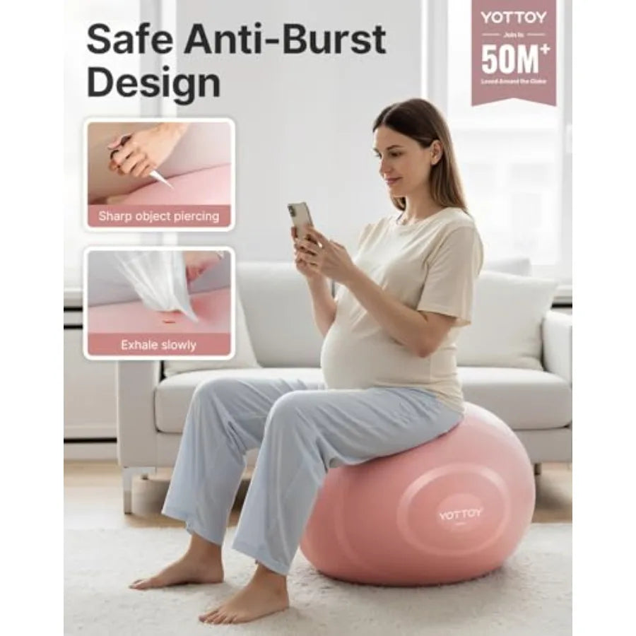 Anti-Burst Exercise Ball for Working Out, Yoga and Pregnancy, Extra Thick Workout Ball for Physical Therapy and Fitness