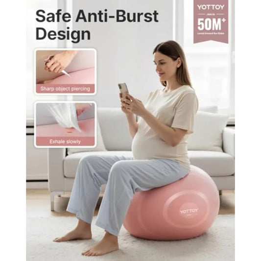 Anti-Burst Exercise Ball for Working Out, Yoga and Pregnancy, Extra Thick Workout Ball for Physical Therapy and Fitness