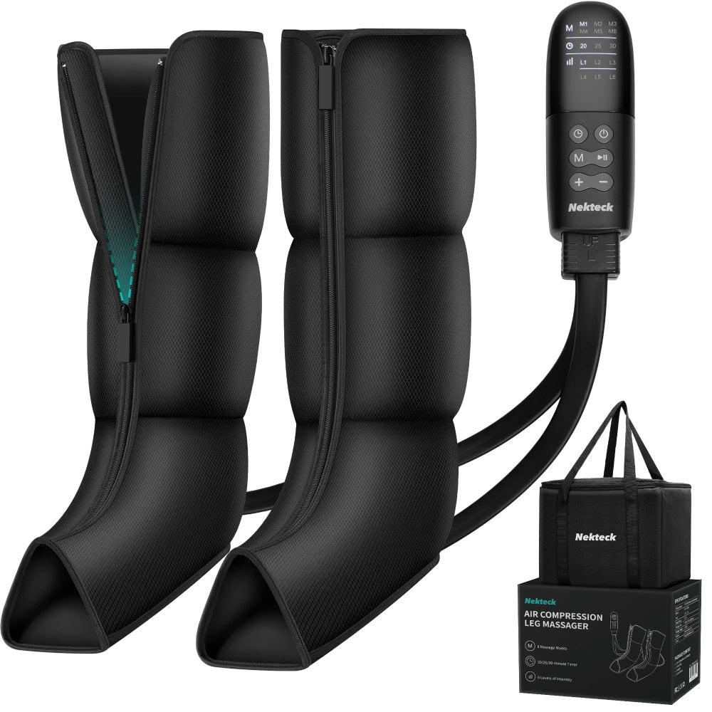 Air Compression Leg Massager for Lymphedema Pain Relief - 6 Level Circulation Booster, Restless Legs Therapy (Parents Bday Gift)